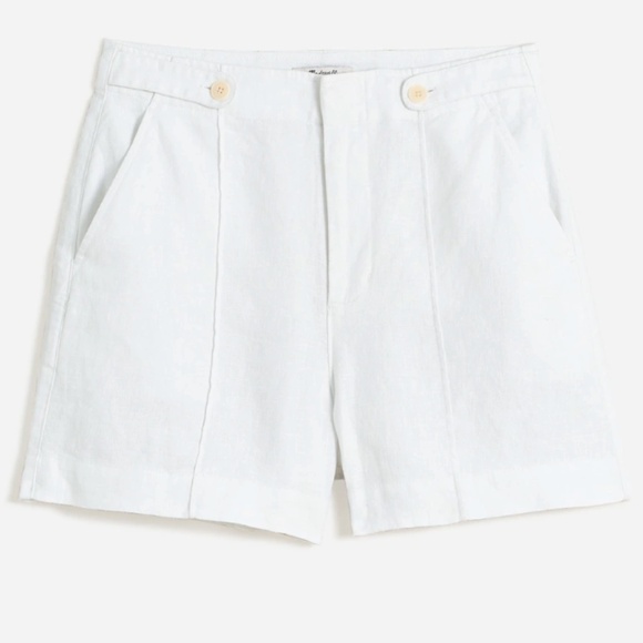 NWT | Madewell Clean Button-Tab Shorts in 100% Linen | Sz 10 - Picture 6 of 6